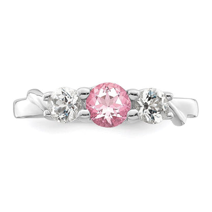 Survivor Collection 10k White Gold White Gold Rhodium-plated White and Pink Swarovski Topaz Joanna Ring