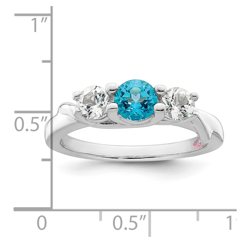 Survivor Collection Sterling Silver Rhodium-plated White and Blue Swarovski Topaz Joanna Ring