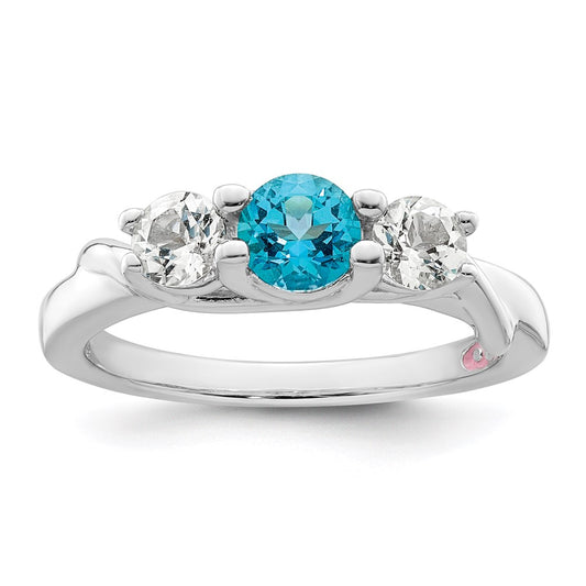 Survivor Collection Sterling Silver Rhodium-plated White and Blue Swarovski Topaz Joanna Ring