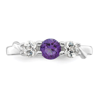 Survivor Collection Sterling Silver Rhodium-plated White and Purple Swarovski Topaz Joanna Ring