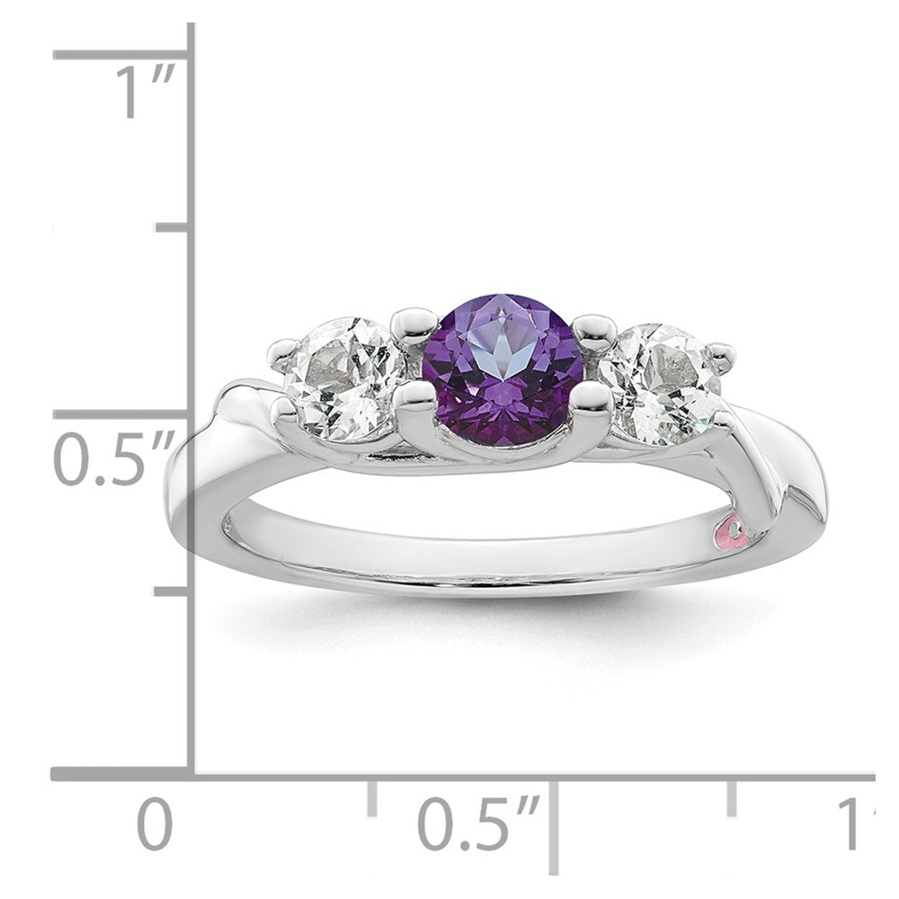 Survivor Collection Sterling Silver Rhodium-plated White and Purple Swarovski Topaz Joanna Ring