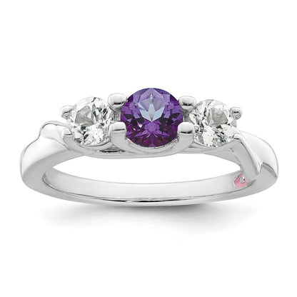 Survivor Collection Sterling Silver Rhodium-plated White and Purple Swarovski Topaz Joanna Ring