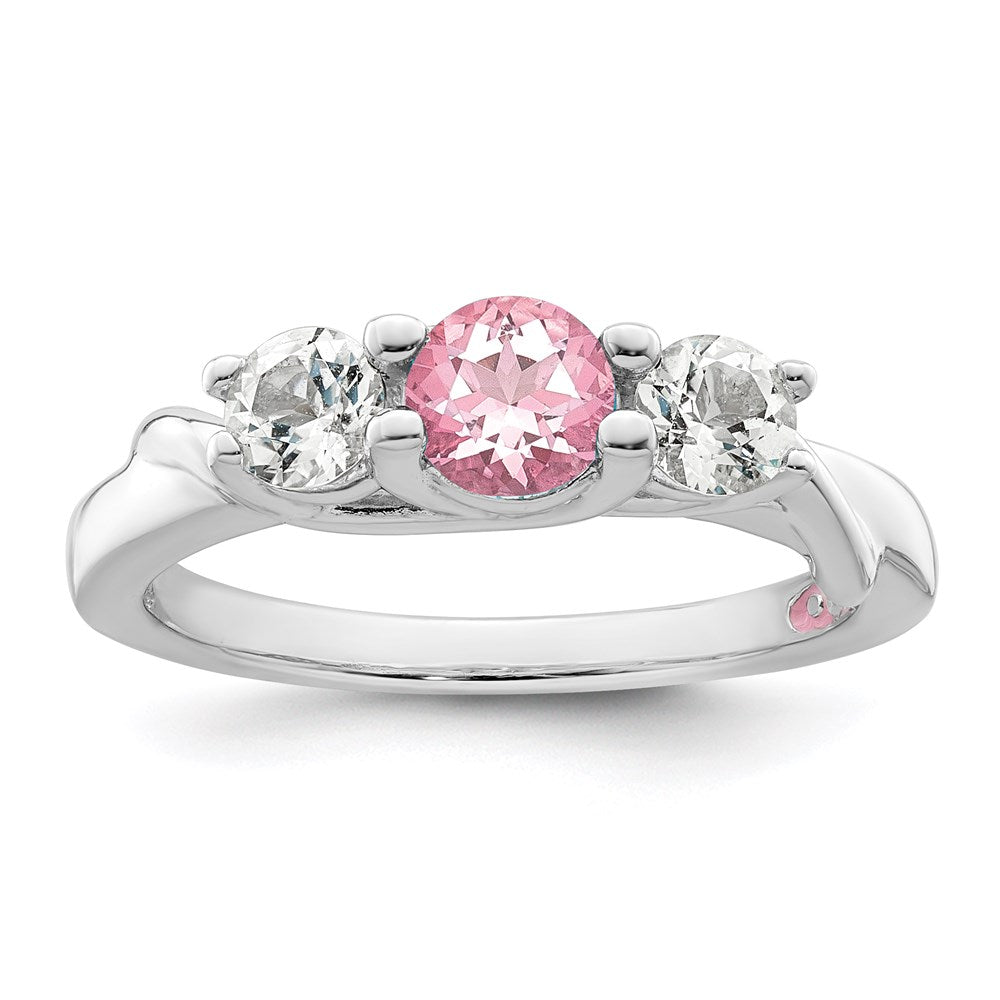 Survivor Collection 10k White Gold White Gold Rhodium-plated White and Pink Swarovski Topaz Joanna Ring