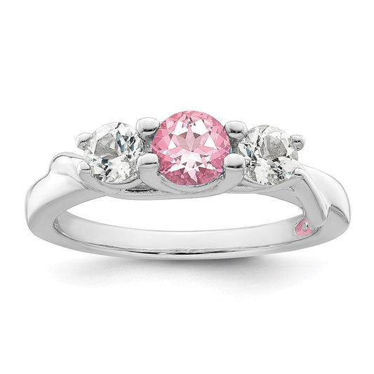 Survivor Collection 10k White Gold White Gold Rhodium-plated White and Pink Swarovski Topaz Joanna Ring