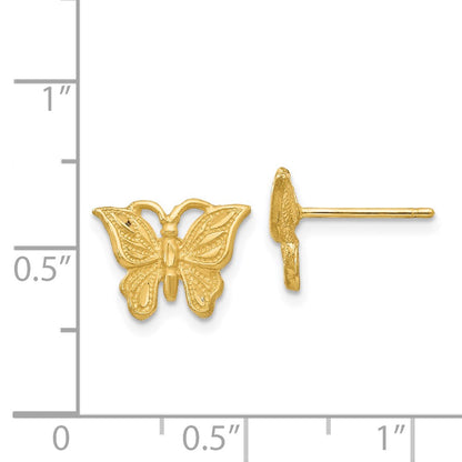 14k Yellow Gold Diamond-cut Butterfly Earrings