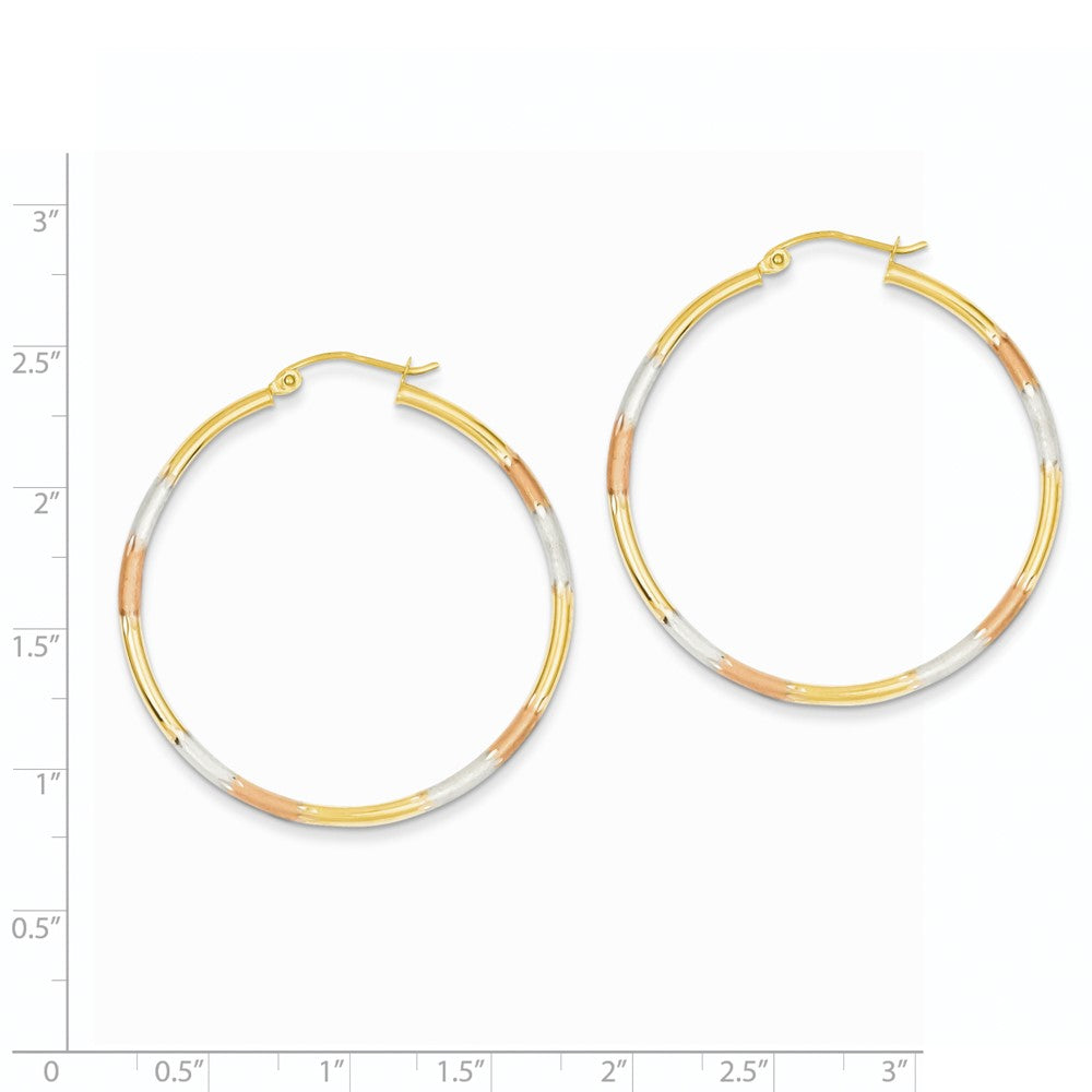 14k Tri-Color Gold 2mm Diamond-cut Earrings