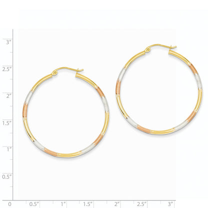 14k Tri-Color Gold 2mm Diamond-cut Earrings