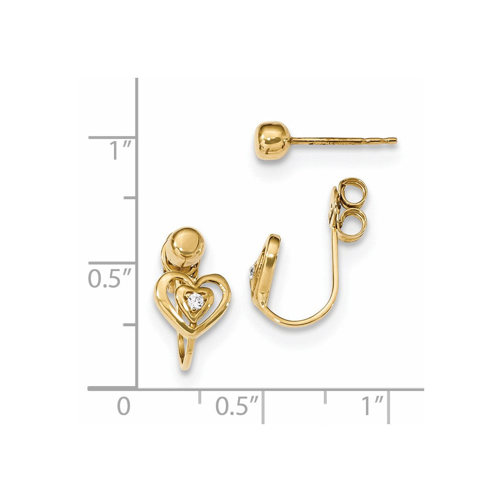 14k Yellow Gold Front u0026 Back CZ Heart Polished Earrings