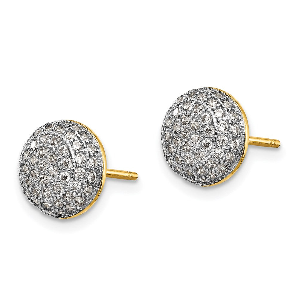 14k Yellow Gold Micro Pav‚ CZ Round Post Earrings