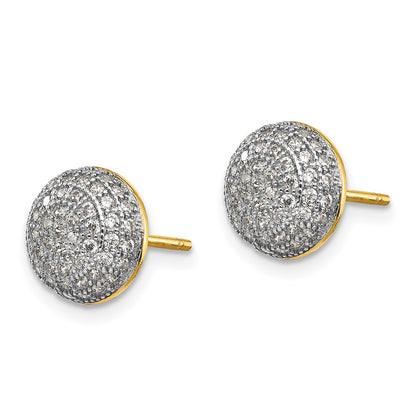 14k Yellow Gold Micro Pav‚ CZ Round Post Earrings