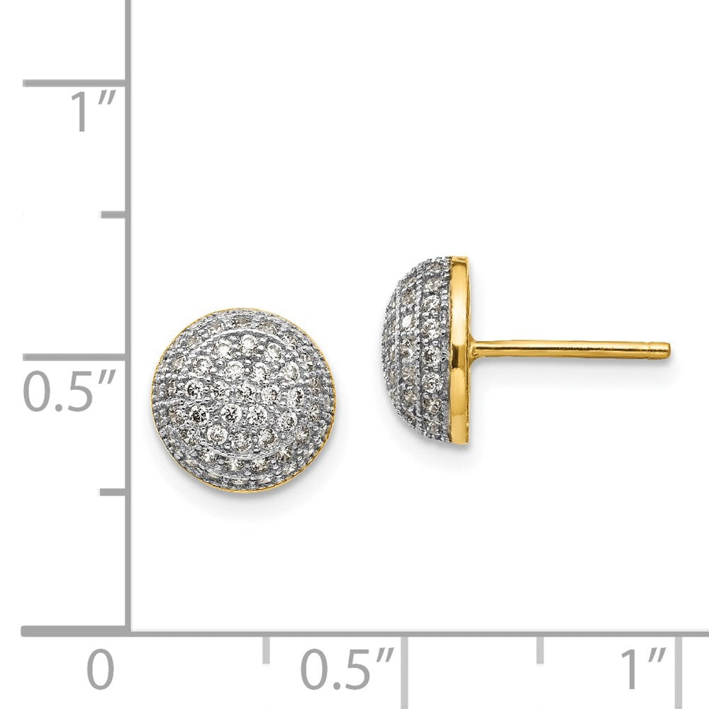 14k Yellow Gold Micro Pav‚ CZ Round Post Earrings