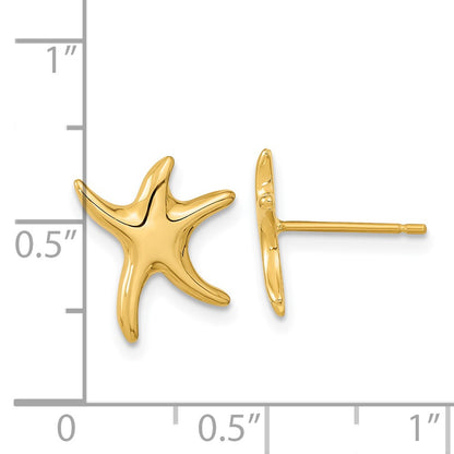14k Yellow Gold Polished Starfish Post Earrings
