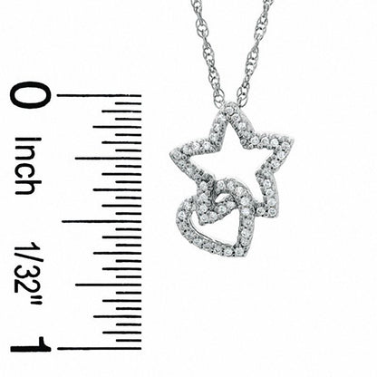 0.2 CT. T.W. Natural Diamond Heart and Star Pendant in Sterling Silver