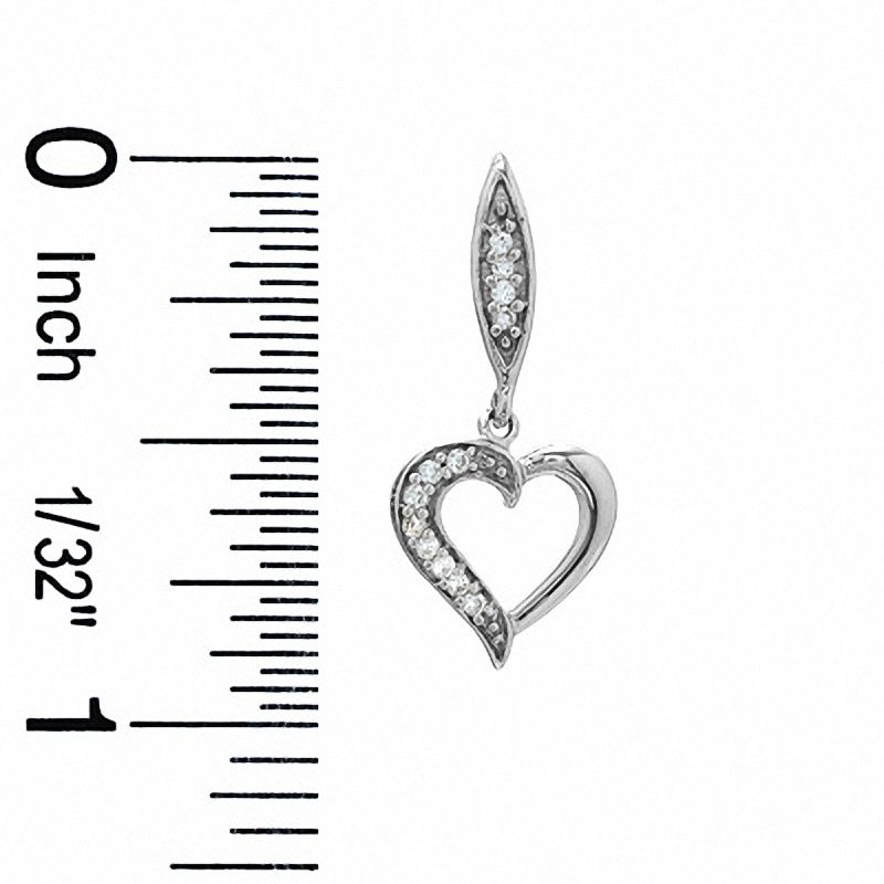 Diamond Accent Heart Dangle Earrings in 10K White Gold