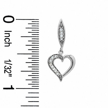 Diamond Accent Heart Dangle Earrings in 10K White Gold