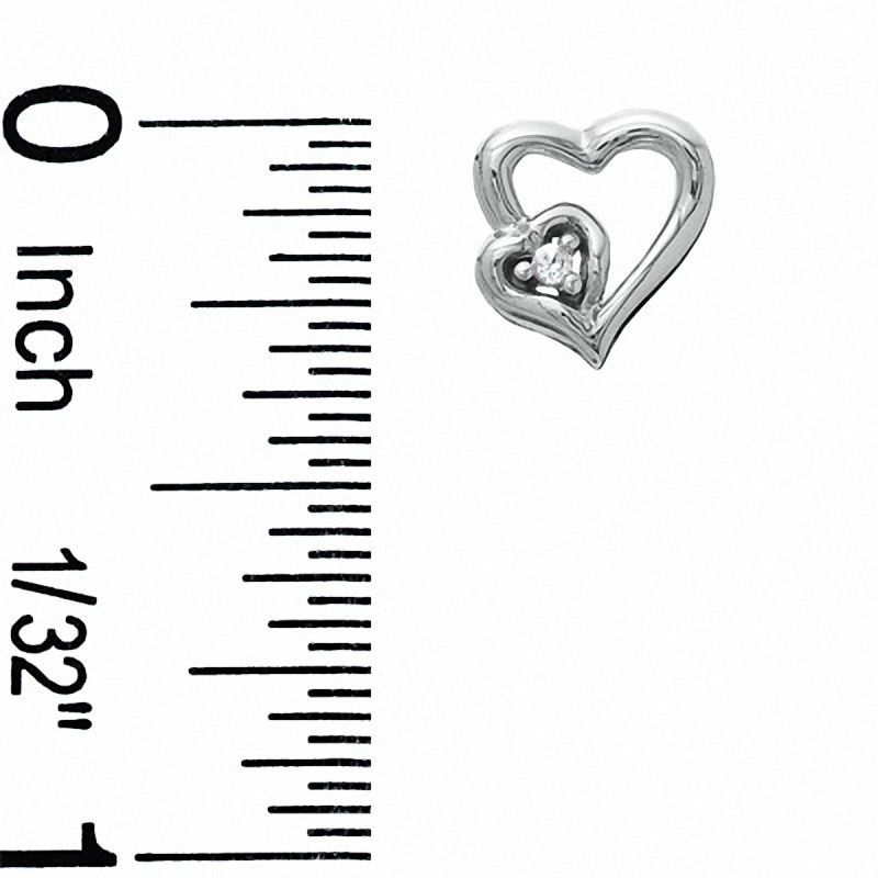 Diamond Accent Heart Outline Stud Earrings in 10K White Gold