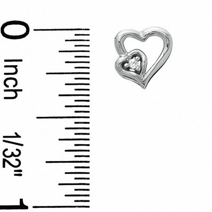 Diamond Accent Heart Outline Stud Earrings in 10K White Gold