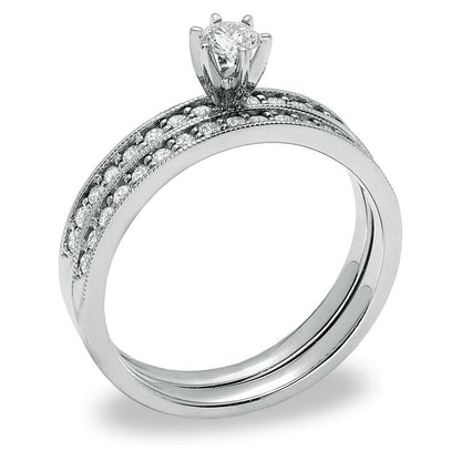 1/2 CT. T.W. Diamond Bridal Engagement Ring Set in 14K White Gold