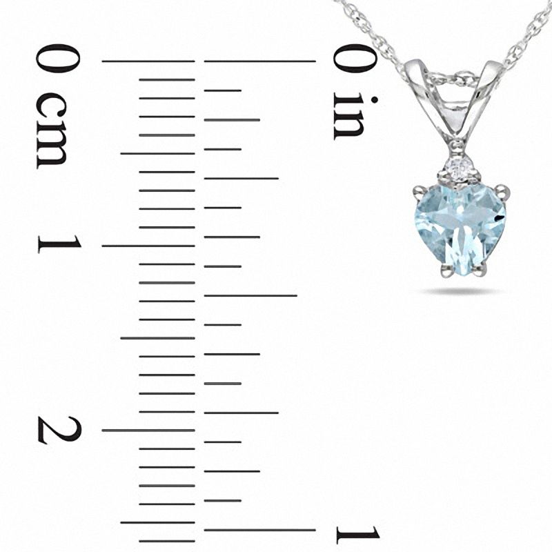 5.0mm Heart-Shaped Aquamarine Pendant in 10K White Gold with Natural Diamond Accent - 17