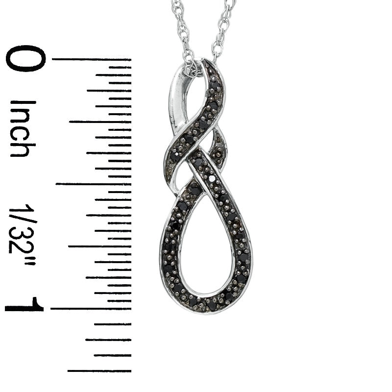 Enhanced Black Natural Diamond Accent Swirled Knot Pendant in Sterling Silver