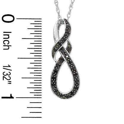 Enhanced Black Natural Diamond Accent Swirled Knot Pendant in Sterling Silver