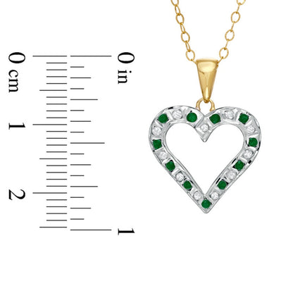 Emerald Gemstone FascinationÖ and Natural Diamond FascinationÖ Heart Pendant in Sterling Silver with 18K Gold Plating