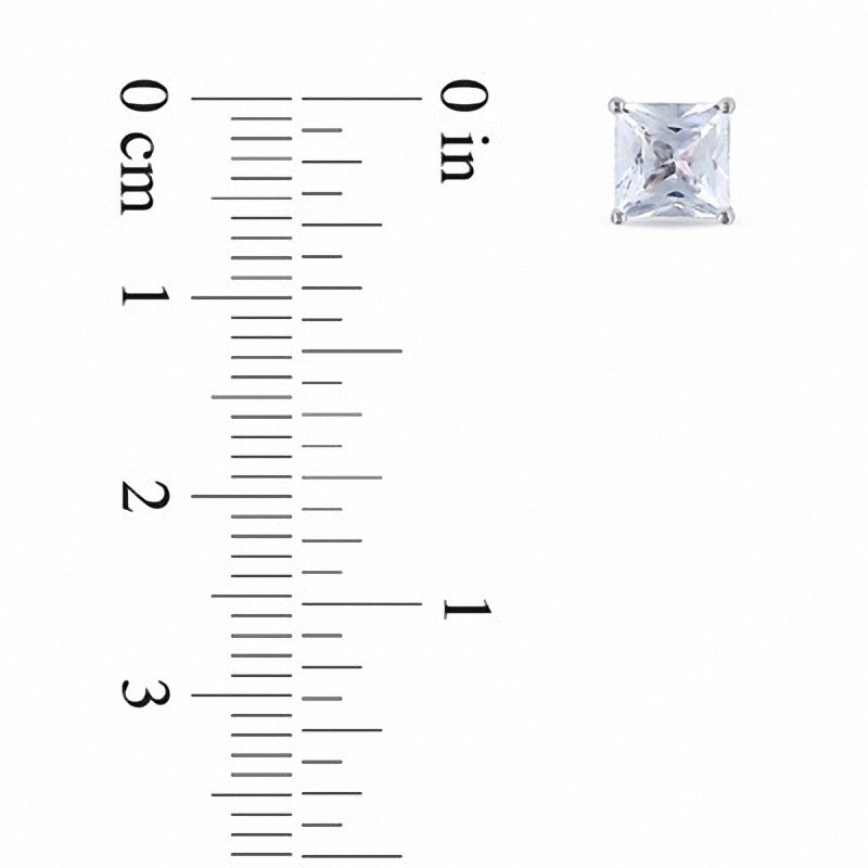 5.5mm Princess-Cut Lab-Created White Sapphire Stud Earrings in 10K White Gold