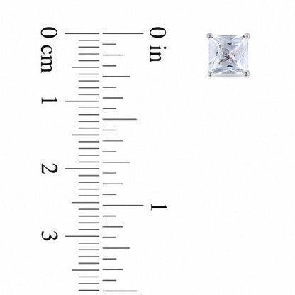 5.5mm Princess-Cut Lab-Created White Sapphire Stud Earrings in 10K White Gold