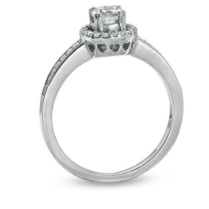 1/2 CT. T.W. Diamond Framed Engagement Ring in 14K White Gold