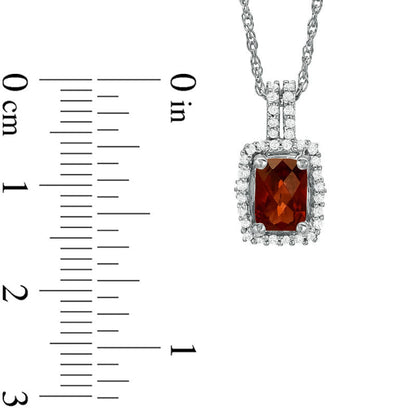 Cushion-Cut Garnet and White Topaz Accent Pendant in Sterling Silver