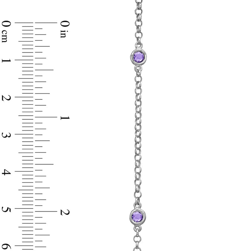 Amethyst Station Necklace in Sterling Silver