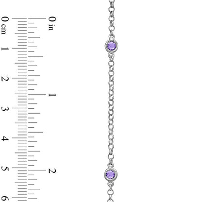 Amethyst Station Necklace in Sterling Silver