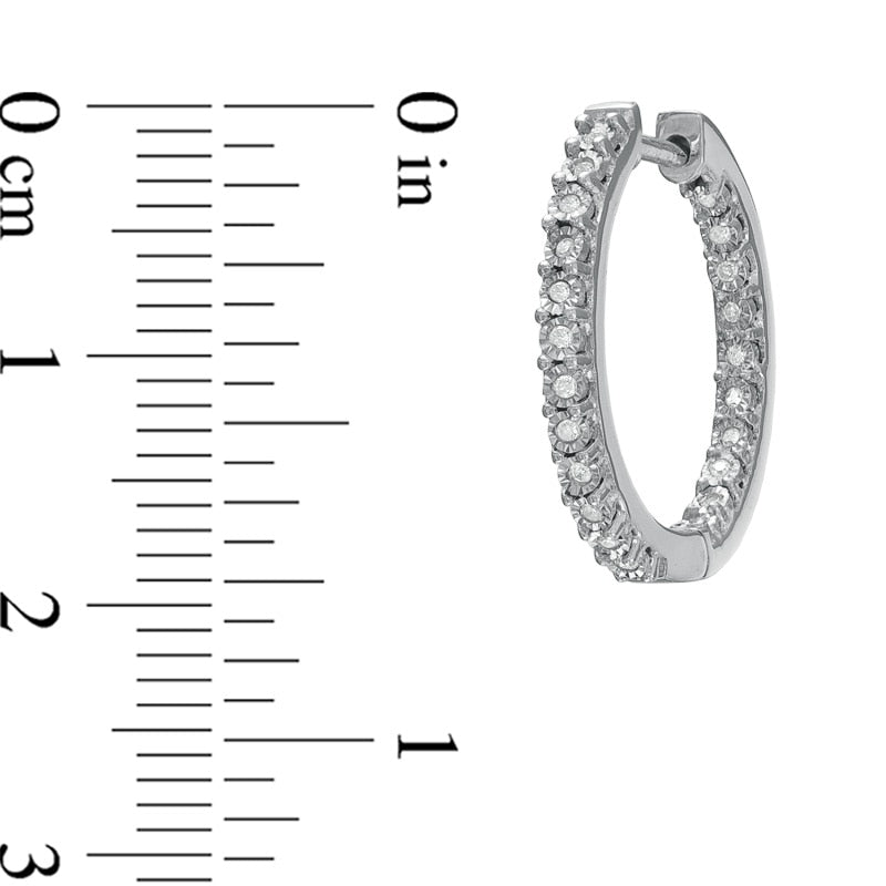 0.13 CT. T.W. Diamond Sparkle Hoop Earrings in Sterling Silver