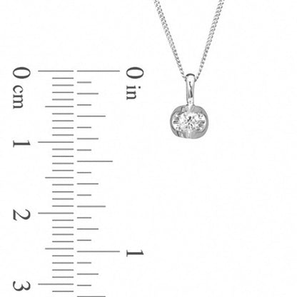 0.1 CT. Certified Canadian Natural Clarity Enhanced Solitaire Pendant in 14K White Gold (I/I2) - 17