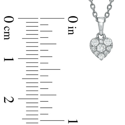 0.25 CT. T.W. Natural Diamond Composite Heart Pendant in 10K White Gold