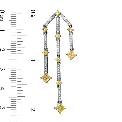 2 CT. T.W. Fancy Yellow and White Diamond Chandelier Earrings in 18K White Gold (SI2)