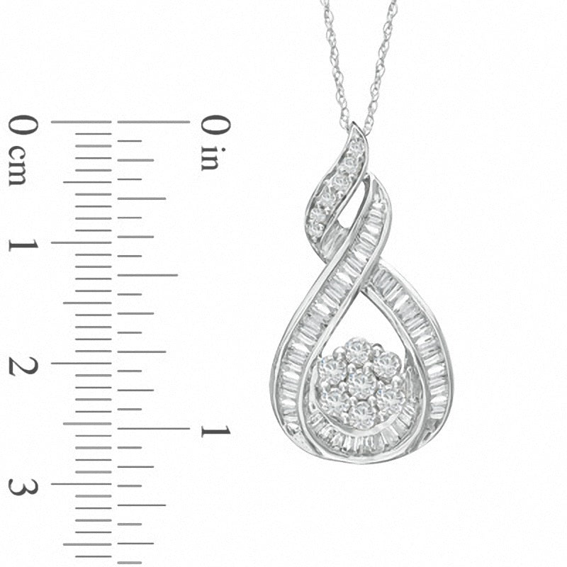 1 CT. T.W. Natural Diamond Wrapped Flower Pendant in 10K White Gold
