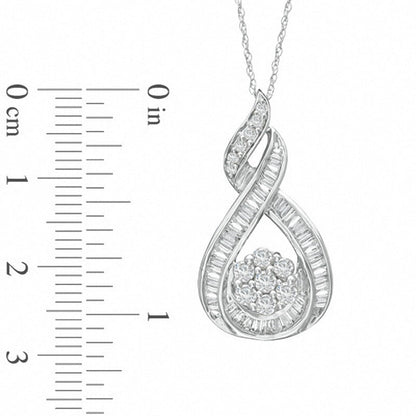 1 CT. T.W. Natural Diamond Wrapped Flower Pendant in 10K White Gold