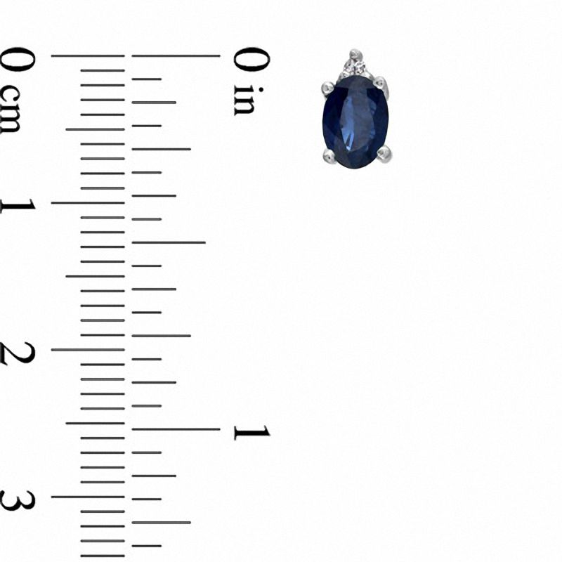 Oval Blue Sapphire and Diamond Accent Stud Earrings in 14K White Gold