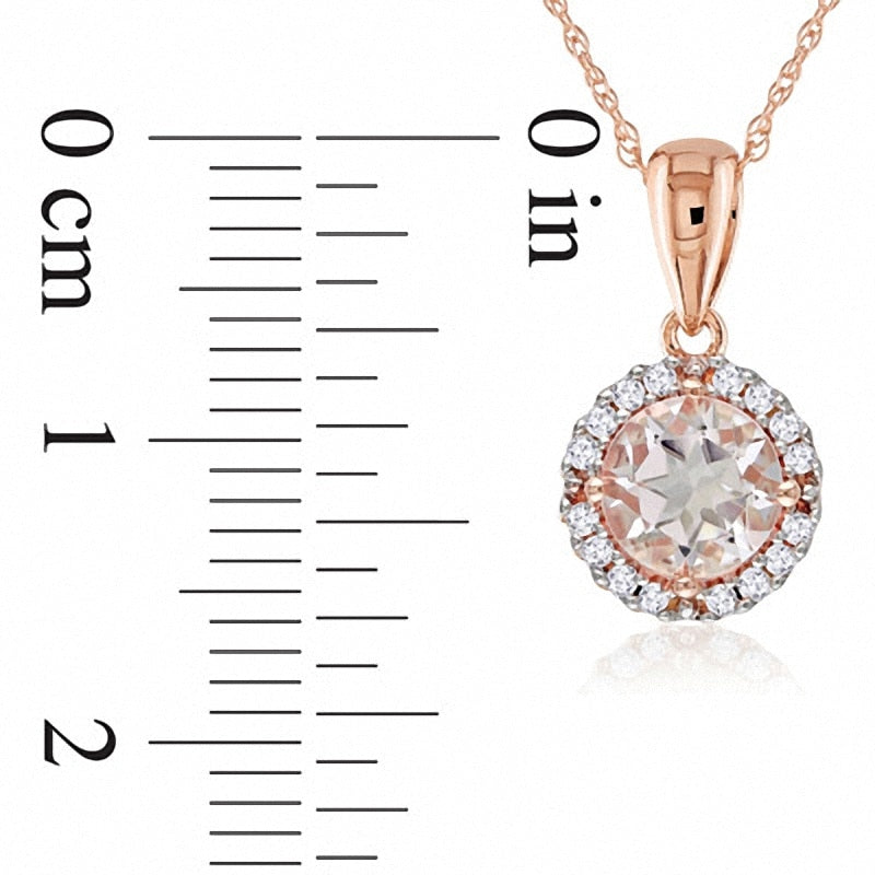 6.0mm Morganite and Natural Diamond Accent Frame Pendant in 10K Rose Gold - 17