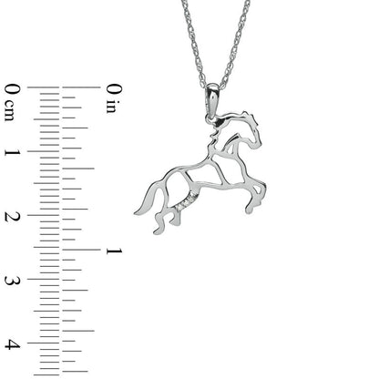 Natural Diamond Accent Stallion Horse Pendant in Sterling Silver