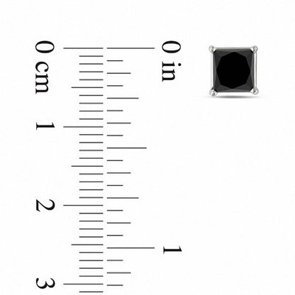 2 CT. T.W. Princess-Cut Enhanced Black Diamond Solitaire Stud Earrings in 10K White Gold