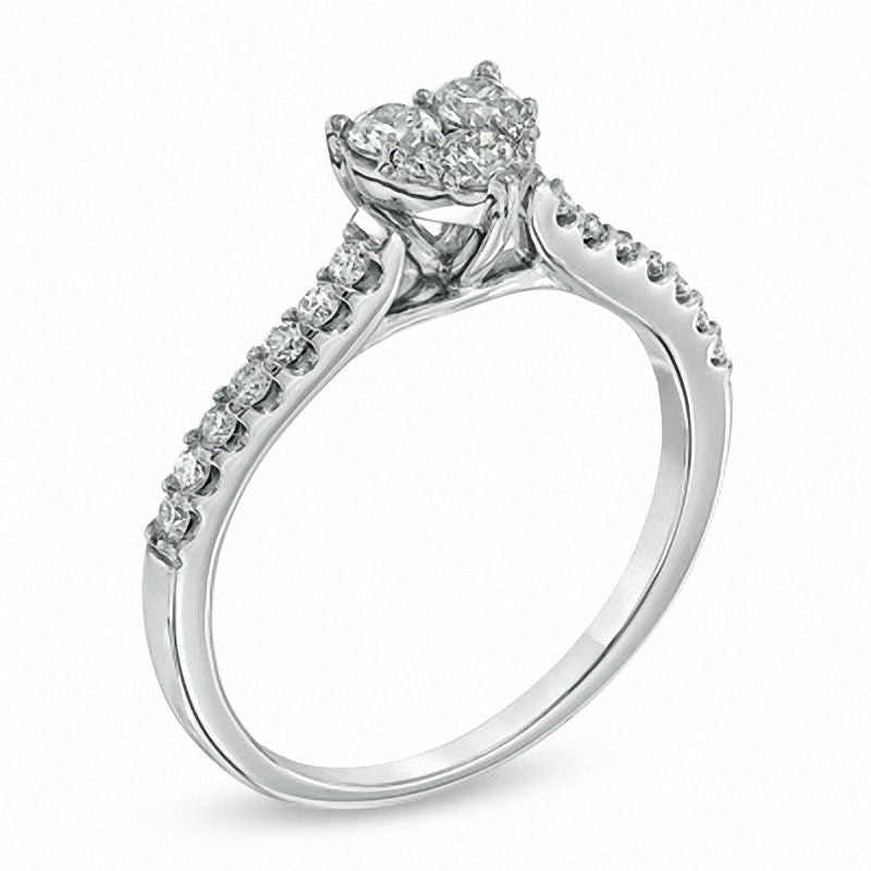 1/2 CT. T.W. Diamond Heart-Shaped Engagement Ring in 14K White Gold