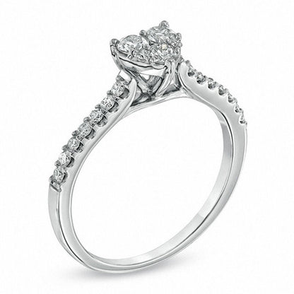 1/2 CT. T.W. Diamond Heart-Shaped Engagement Ring in 14K White Gold