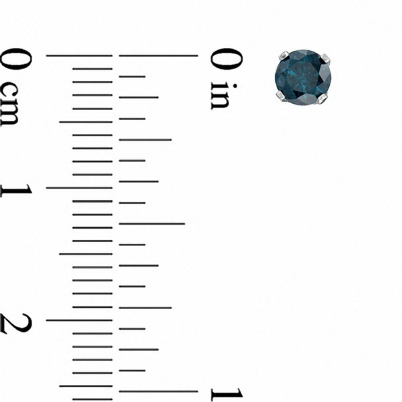 0.75 CT. T.W. Enhanced Blue Diamond Solitaire Stud Earrings in 14K White Gold