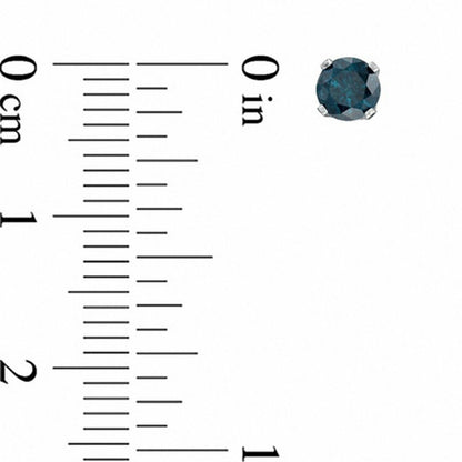 0.75 CT. T.W. Enhanced Blue Diamond Solitaire Stud Earrings in 14K White Gold