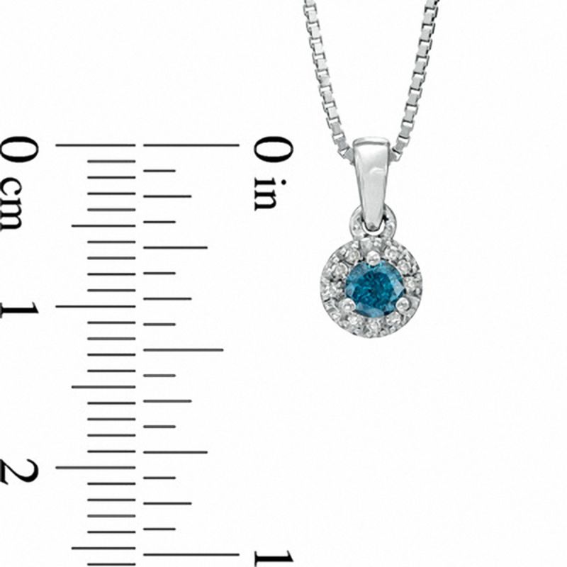 0.25 CT. T.W. Enhanced Blue and White Natural Diamond Frame Pendant in Sterling Silver