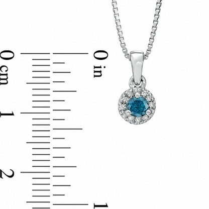 0.25 CT. T.W. Enhanced Blue and White Natural Diamond Frame Pendant in Sterling Silver