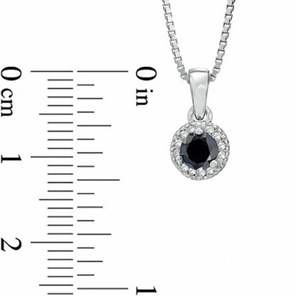 0.5 CT. T.W. Enhanced Black and White Natural Diamond Frame Pendant in Sterling Silver