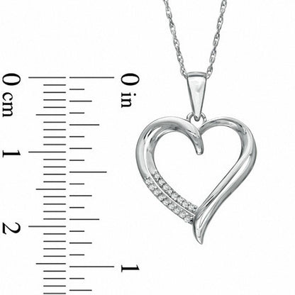 0.05 CT. T.W. Natural Diamond Double Row Heart Pendant in Sterling Silver